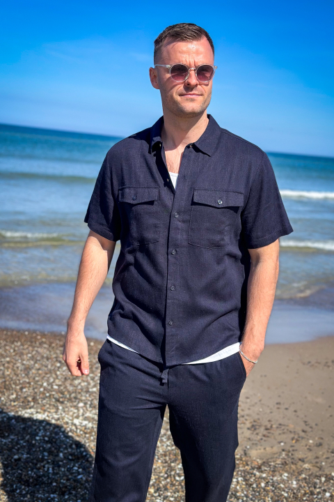 Kari Viscose Linen Dark Navy
