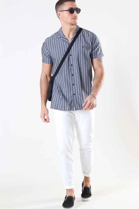 Les Deux Mathieu SS Hemd Charcoal/Petrol Blue
