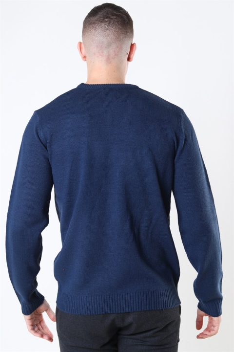 Only & Sons Xmas 7 Funny Front Badge Stricken Dress Blues