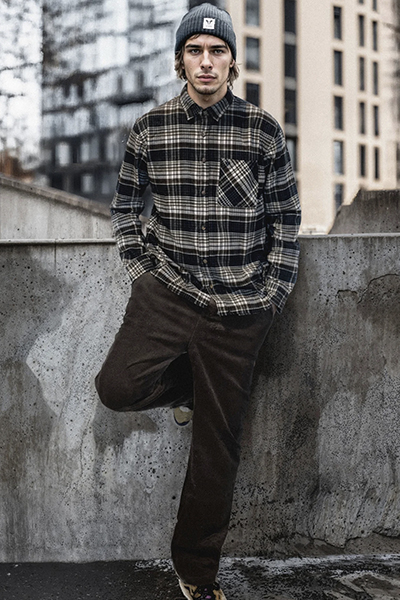 Fat Moose Forest flannel shirt Navy/Moss check 007