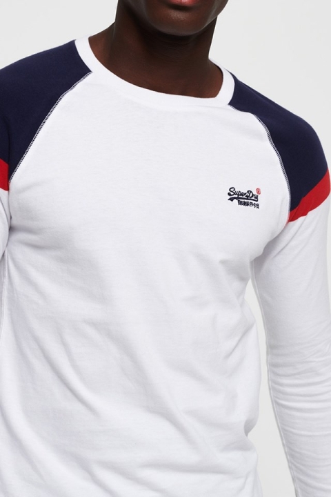 Superdry O L ENG'D LS Baseball T-Hemd Optic White