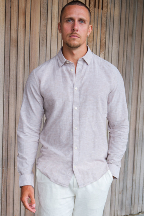 ONLY & SONS Caiden LS Linen Hemd Chinchilla