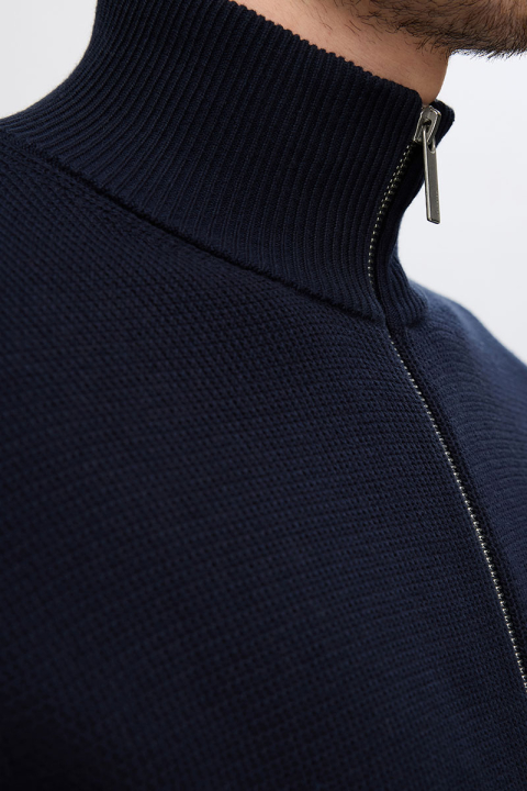 Selected Dane Structure Knit Full Zip Sky Captain