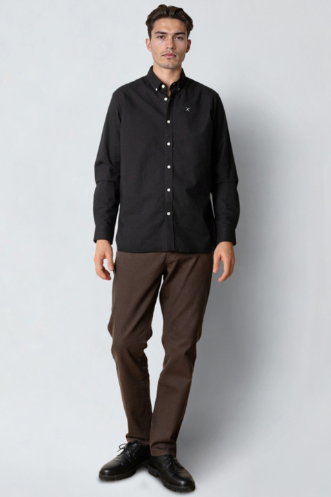 Clean Cut Copenhagen Oxford Stretch Plain L/S Black