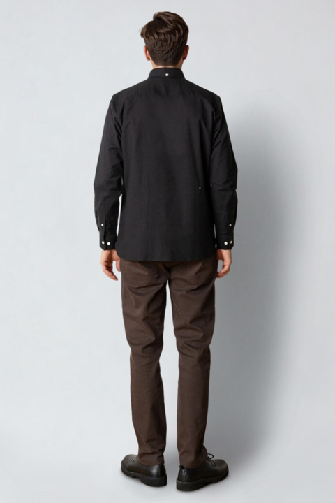 Clean Cut Copenhagen Oxford Stretch Plain L/S Black