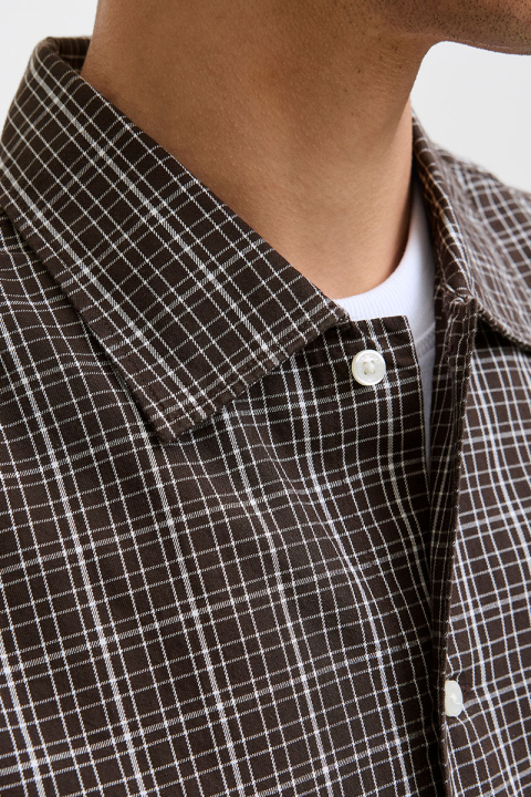 Jack & Jones Austin Loose Fit Check Shirt Chocolate Torte