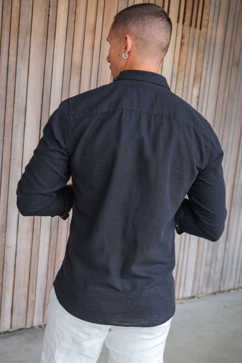 ONLY & SONS Caiden LS Linen Hemd Black