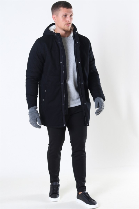 Only & Sons Yanick Teddy Hood Parka Jacke Black