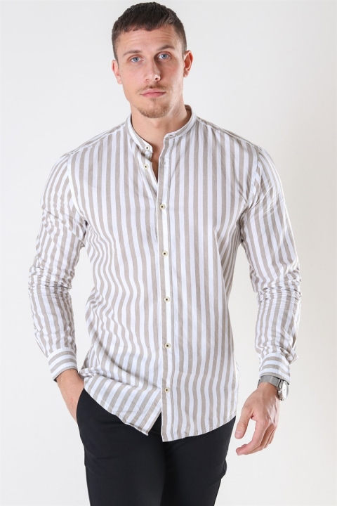 Only & Sons Matthew LS Stripe Manderine Hemd Chinchilla