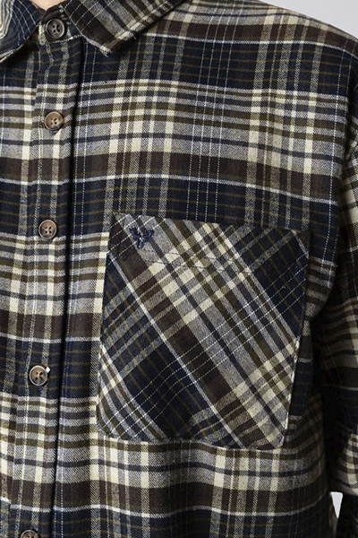 Fat Moose Forest flannel shirt Navy/Moss check 007