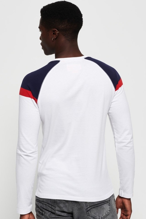 Superdry O L ENG'D LS Baseball T-Hemd Optic White