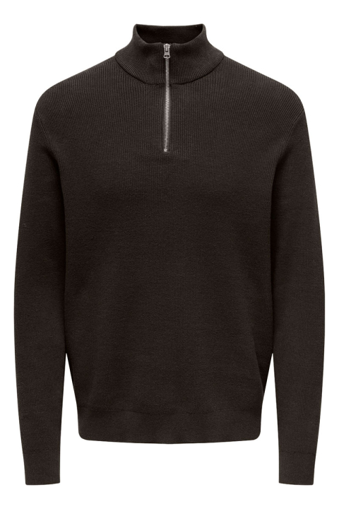 ONLY & SONS Phil Cotton Half Zip Knit Demitasse