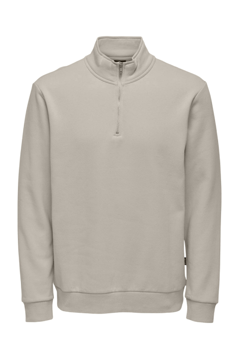 ONLY & SONS Ceres Half Zip Sweat Silver Lining
