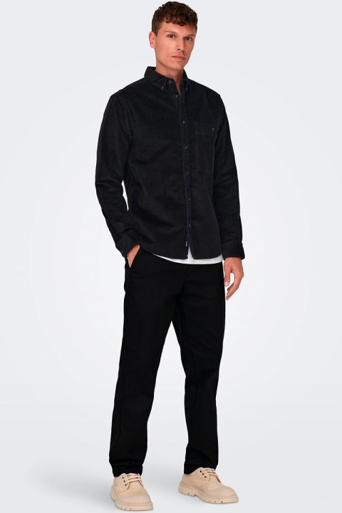 ONLY & SONS New Terry Corduroy LS Hemd Black