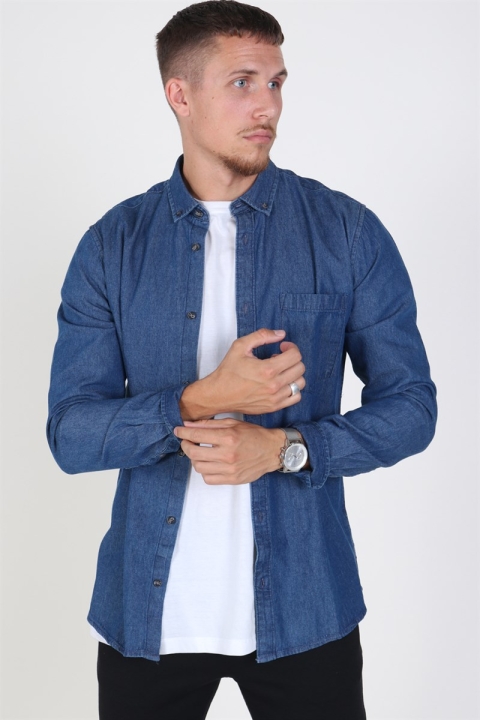 Only & Sons Basic Denim Hemd Dark Blue Denim