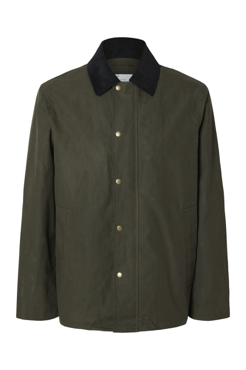 Selected Walter Waxed Cotton Jacket Grape Leaf