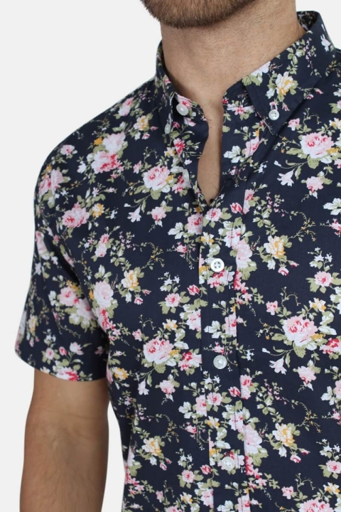 Kronstadt Johan Exotic S/S Hemd Rose/Navy
