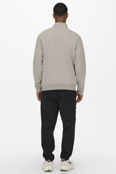 ONLY & SONS Ceres Half Zip Sweat Silver Lining