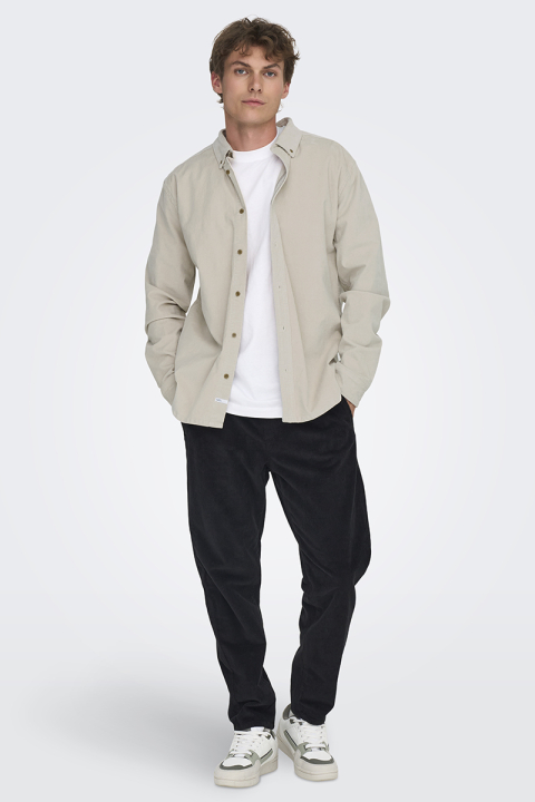 ONLY & SONS Michael Regular Fit Stretch Cord Shirt LS Silver Lining