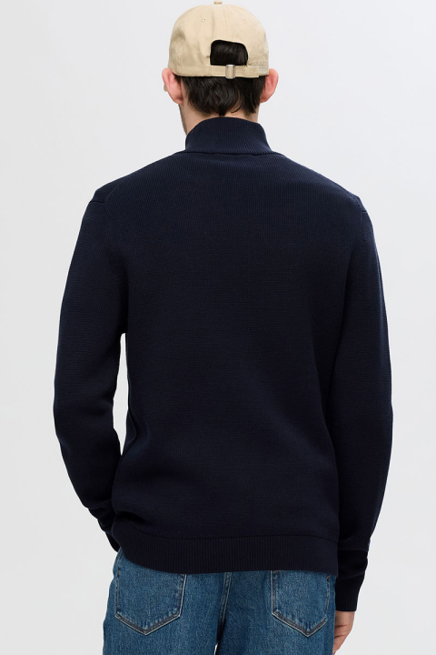 Selected Dane Structure Knit Full Zip Sky Captain