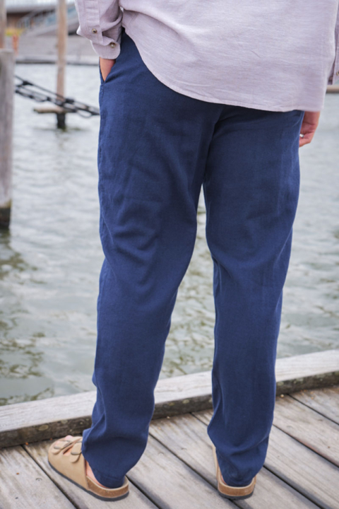 Selected Brody Linen Pants Dark Sapphire