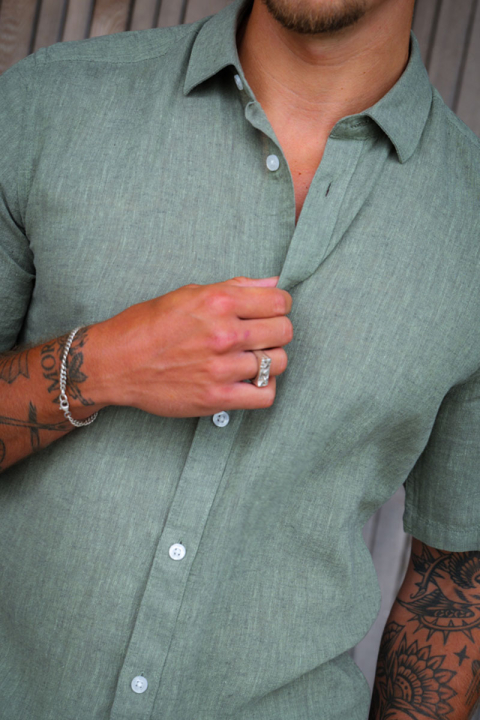 ONLY & SONS Caiden SS Linen Hemd Swamp