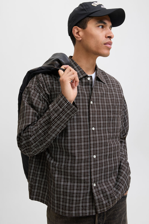 Jack & Jones Austin Loose Fit Check Shirt Chocolate Torte