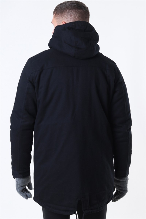 Only & Sons Yanick Teddy Hood Parka Jacke Black