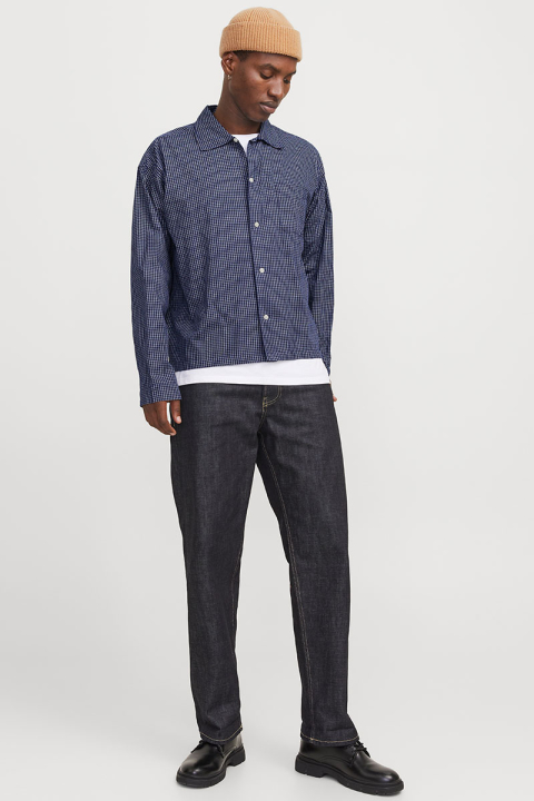 Jack & Jones Austin Loose Fit Check Shirt Ocean Cavern
