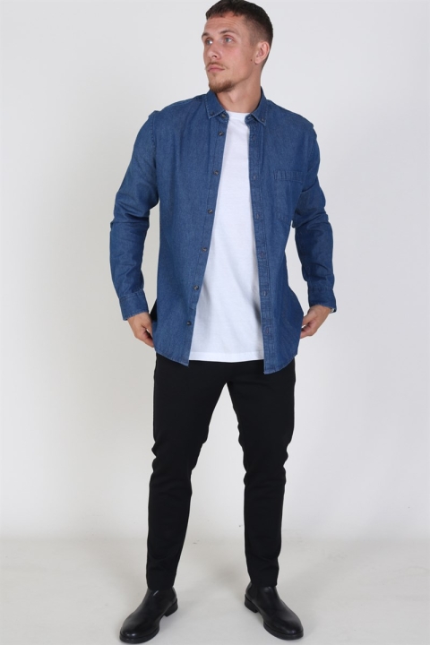 Only & Sons Basic Denim Hemd Dark Blue Denim
