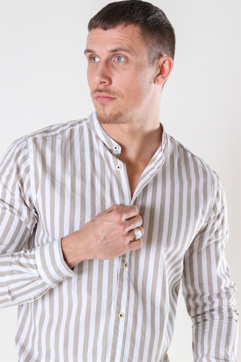 Only & Sons Matthew LS Stripe Manderine Hemd Chinchilla