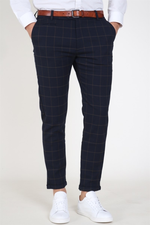 Les Deux Como Check Anzug Pants Dark Navy/Brown
