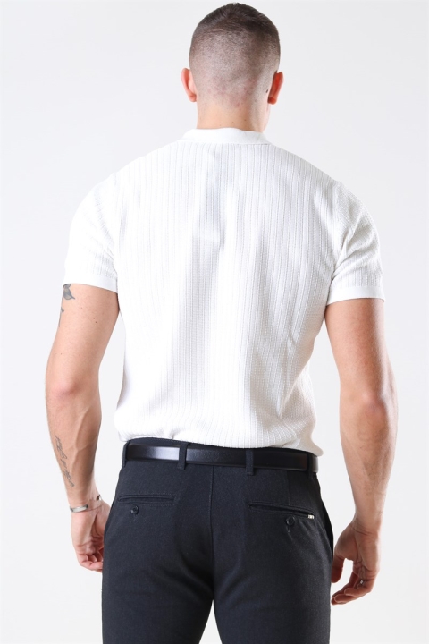 Jack & Jones Blabristol Stricken SS Polo Blanc de Blanc