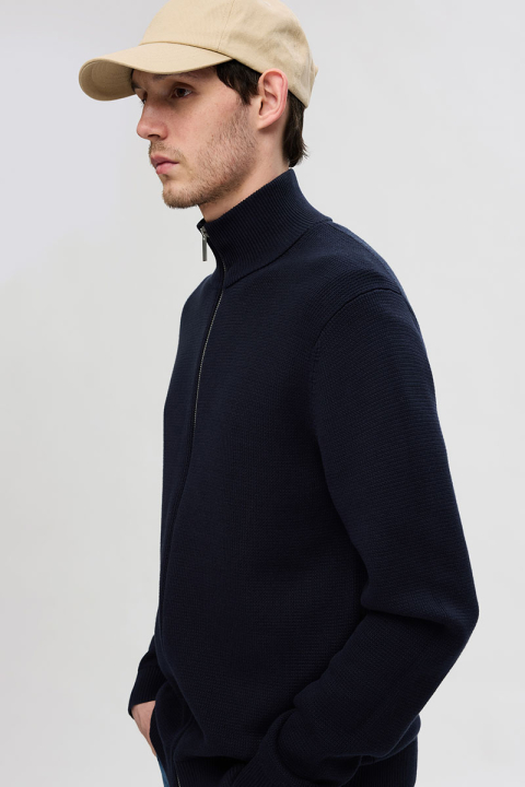Selected Dane Structure Knit Full Zip Sky Captain