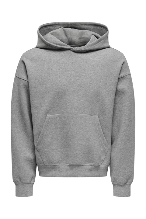 ONLY & SONS Goyle Box Fit Subca Hoodie Medium Grey Melange
