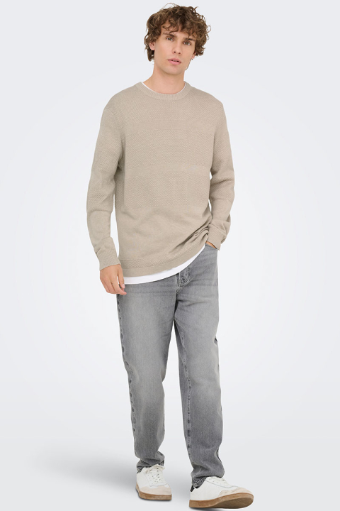 ONLY & SONS Malik Crew Neck Knit Silver Lining