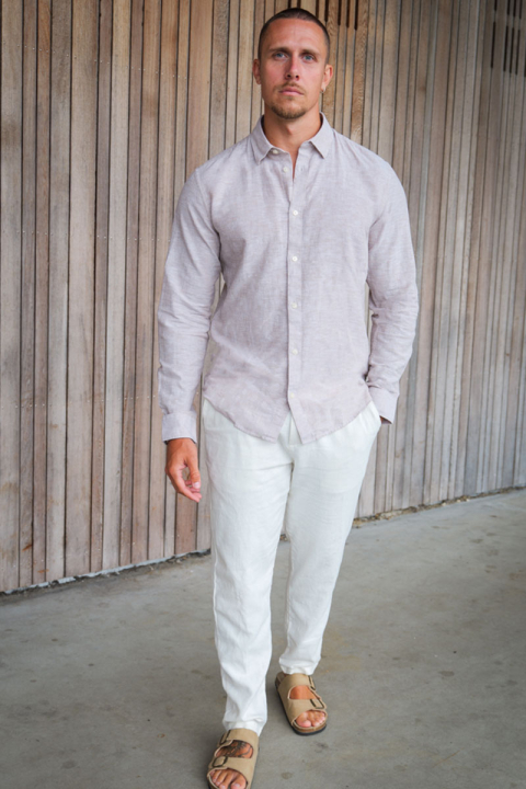 ONLY & SONS Caiden LS Linen Hemd Chinchilla