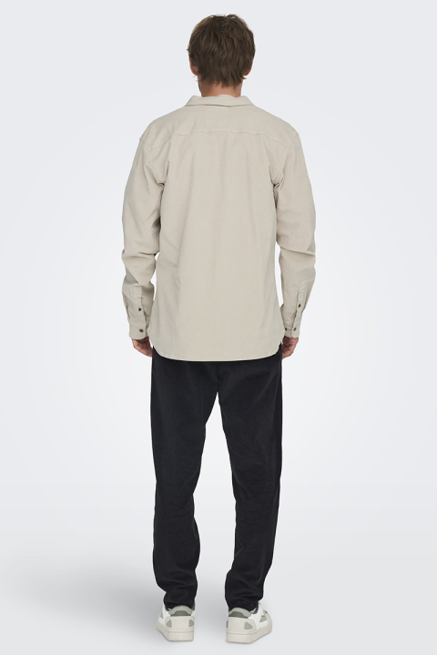 ONLY & SONS Michael Regular Fit Stretch Cord Shirt LS Silver Lining
