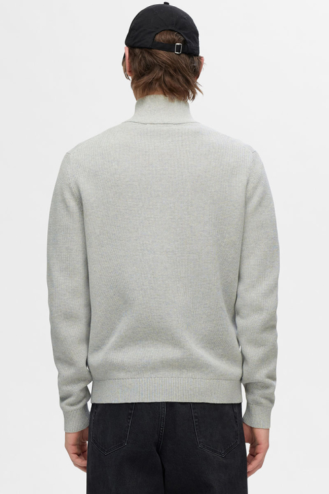 Selected Dane Structure Knit Full Zip Light Grey Melange