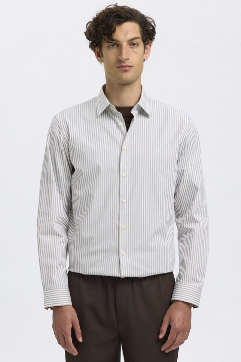 Selected Performance Stretch LS Shirt Bright White Stripes