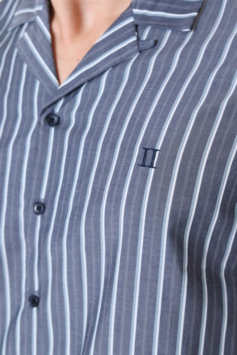 Les Deux Mathieu SS Hemd Charcoal/Petrol Blue