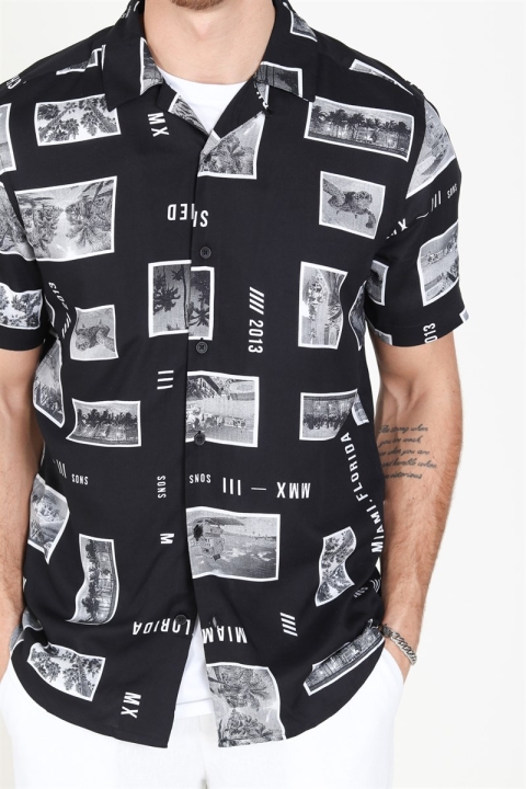 Only & Sons Oliver SS Printed Hemd Black