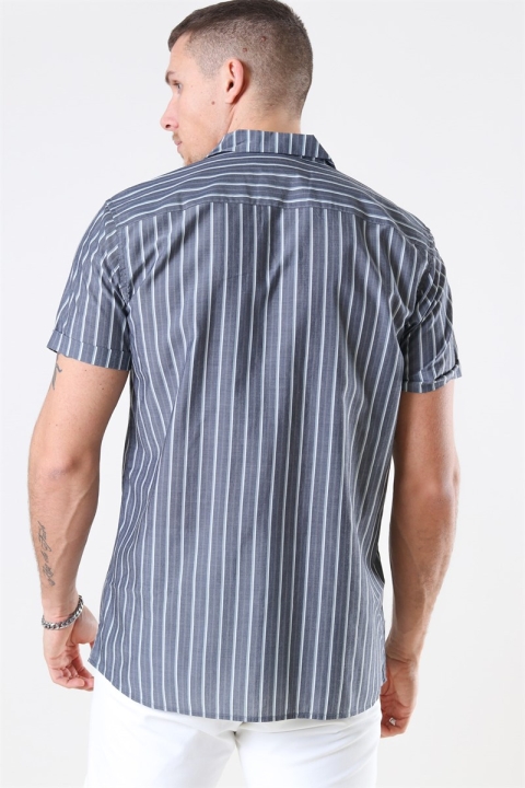 Les Deux Mathieu SS Hemd Charcoal/Petrol Blue
