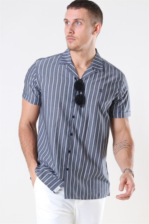 Les Deux Mathieu SS Hemd Charcoal/Petrol Blue