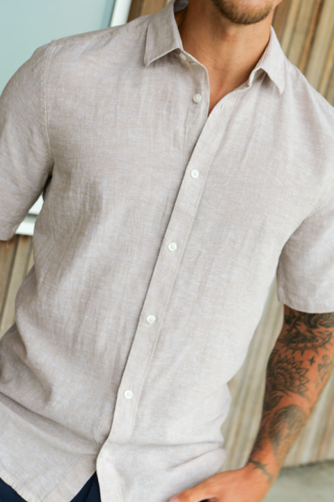 ONLY & SONS Caiden SS Linen Hemd Chinchilla