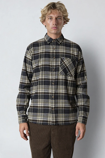 Fat Moose Forest flannel shirt Navy/Moss check 007