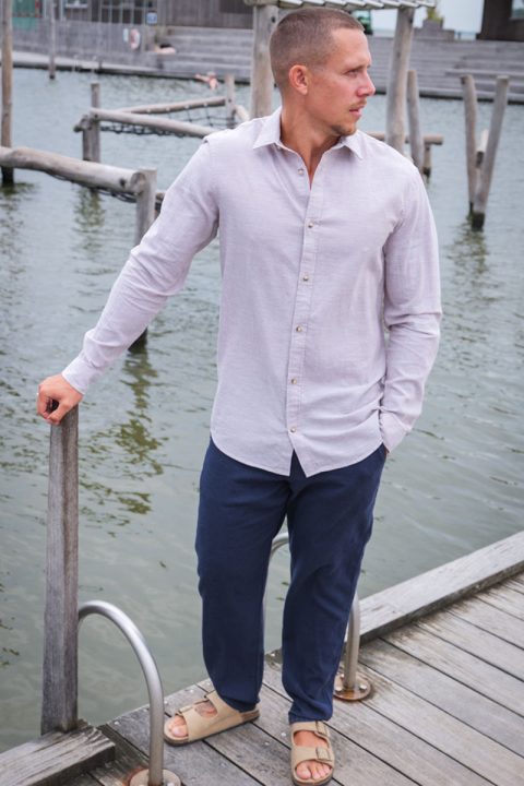 Selected Brody Linen Pants Dark Sapphire