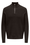 ONLY & SONS Phil Cotton Half Zip Knit Demitasse