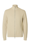 Selected Dane Structure Knit Full Zip Oatmeal