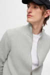Selected Dane Structure Knit Full Zip Light Grey Melange
